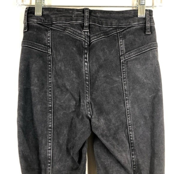 Free People Riley Seamed Skinny Jeans High Rise Washed Black 24 - Picture 8 of 9